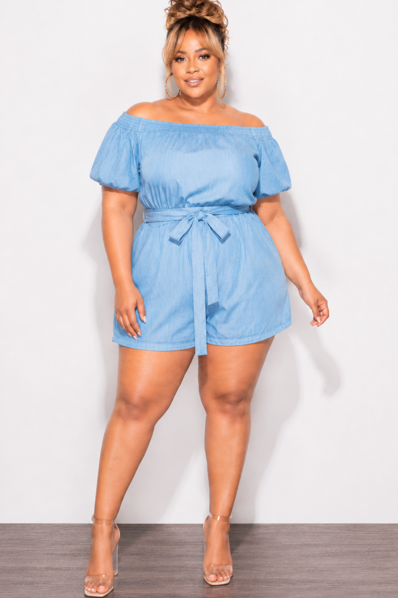 Final Sale Plus Size Romper Blue