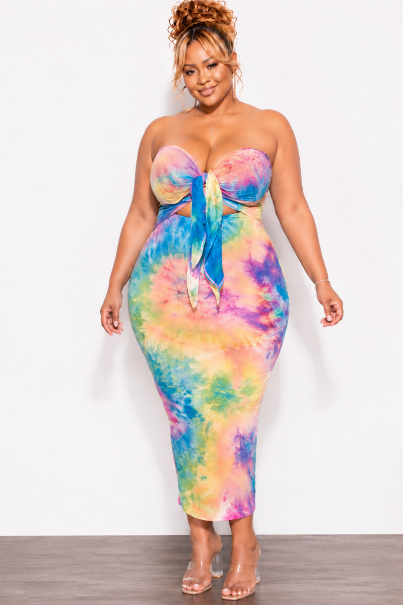 strapless tie dye maxi dress Final Sale Plus Size Bodycon with Double in Rainbo Charles kit for Ikea plus size wedding dresses Beach Vacation COLOR:BRONZE MULTI