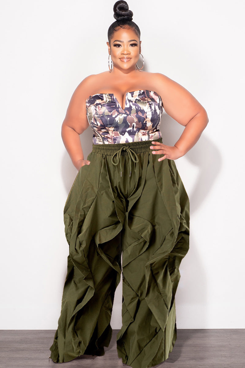 Final Sale Plus Size Wide Leg Drawstring Oversized Windbreaker