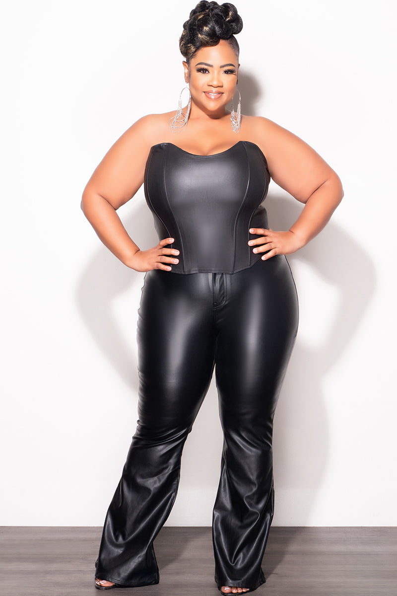 Final Sale Plus Size Faux Leather Bell Bottom Pants in Black – Chic And Curvy