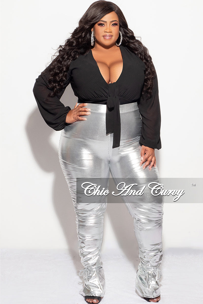 Final Sale Plus Size Legging Pants in Silver – Chic And Curvy