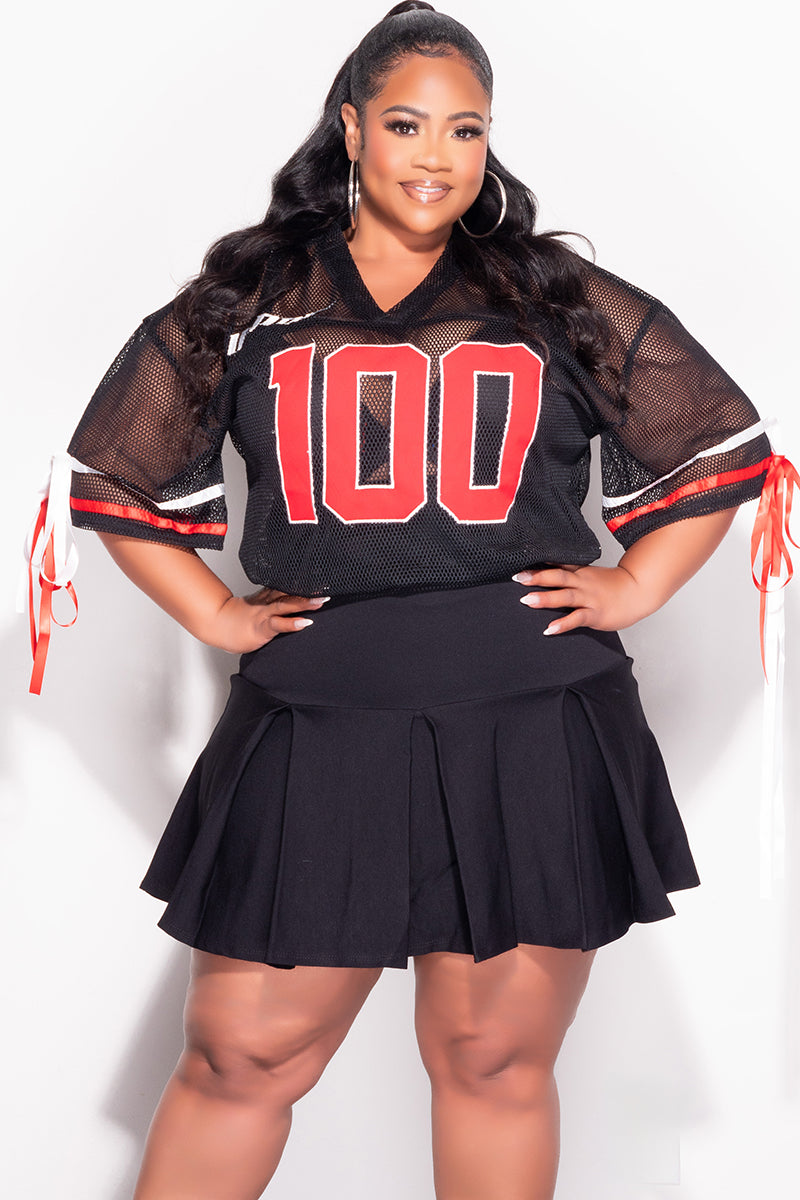 Final Sale Plus Size Shirt Jersey Top in Black Red and White - 1x 14/16 Final Sale Plus Size Shirt Jersey Top in Black Red and White - 1x 14/16