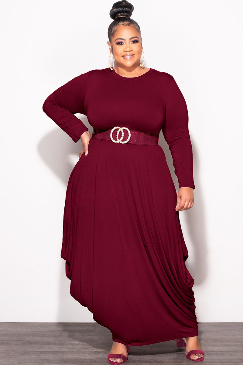 Final Sale Plus Size Long Sleeve Casual Loose Pocket Dress in