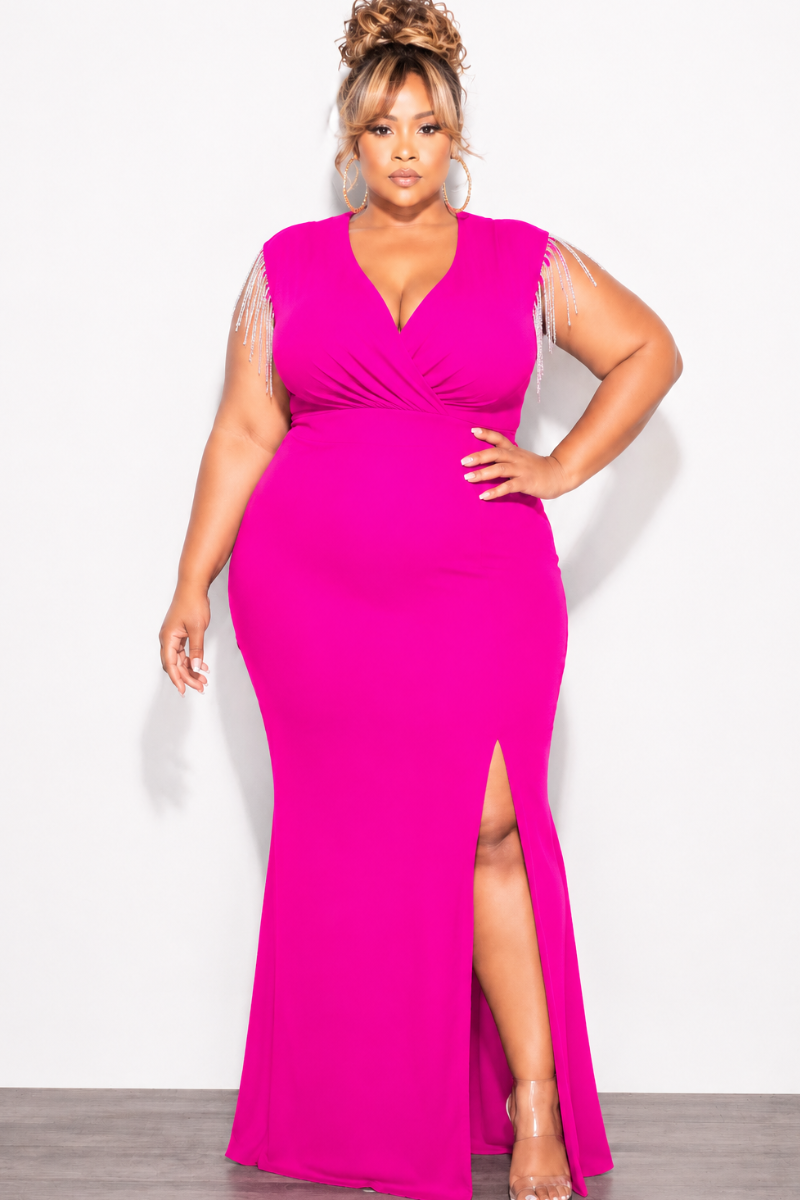 plus size neon pink dress Shae V Neck Dress