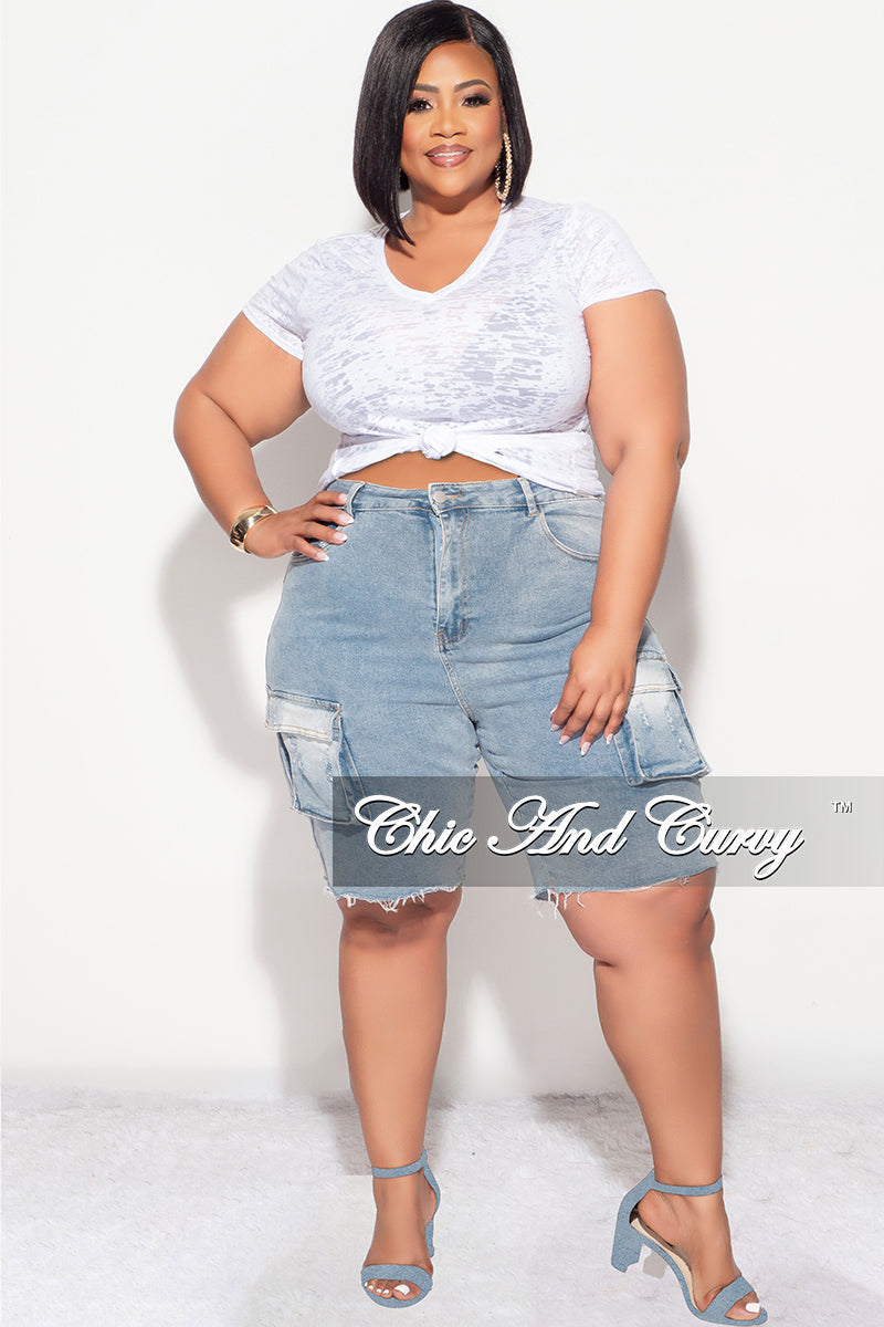 Final Sale Plus Size Cargo Short in Denim – Chic And Curvy