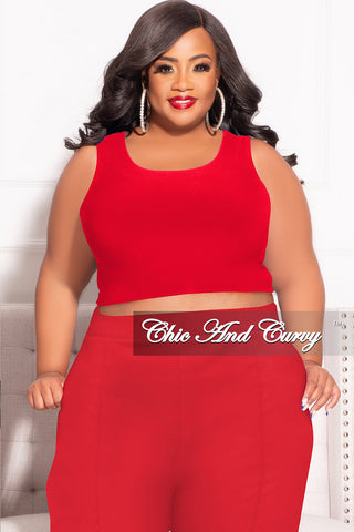 Final Sale Plus Size Sleeveless Crop Top in Red (Top Only)