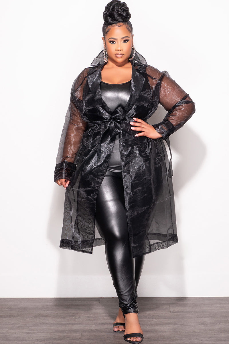 plus size black dress coat Final Sale Plus Size Sheer Coat in Black Chic And Curvy