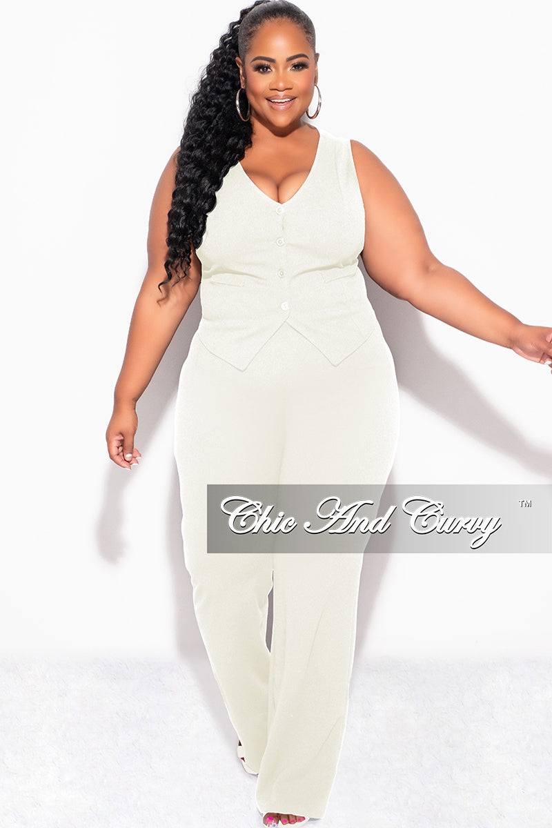 plus size ivory dress pants Plus Size - Ivory Wide Leg Linen Trouser Pant