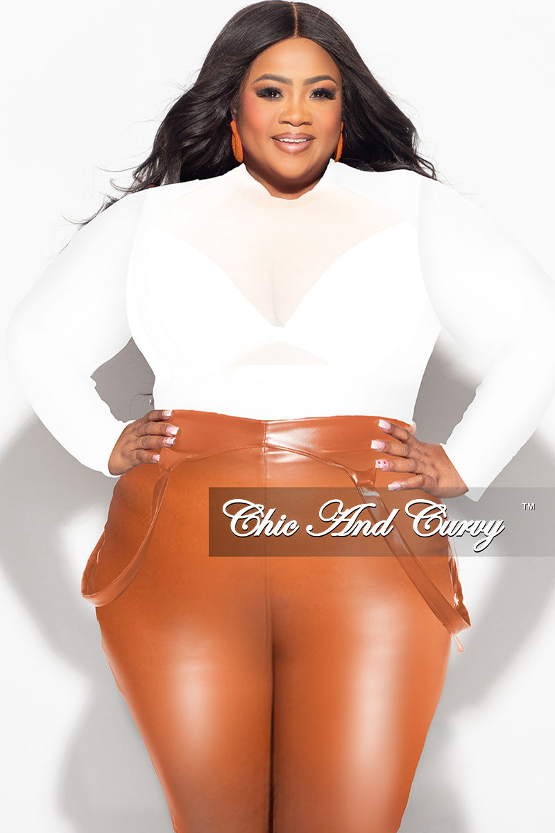 Final Sale Plus Size Sheer Mesh Bodysuit in Off White (Top Only