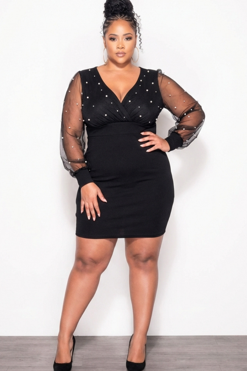 beaded mesh mini dress Beaded Mesh Mini Dress With Sheer Bodice 45848