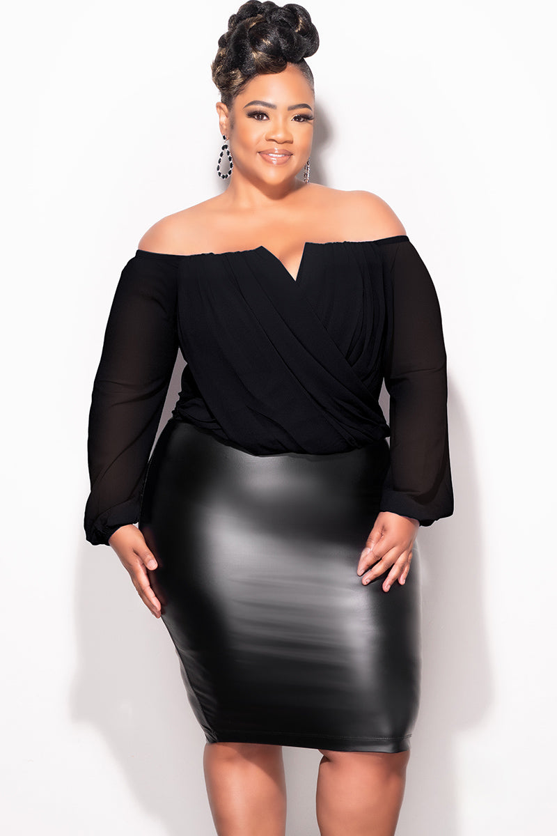 Final Sale Plus Size Off The Shoulder Faux Wrap Draping Top in