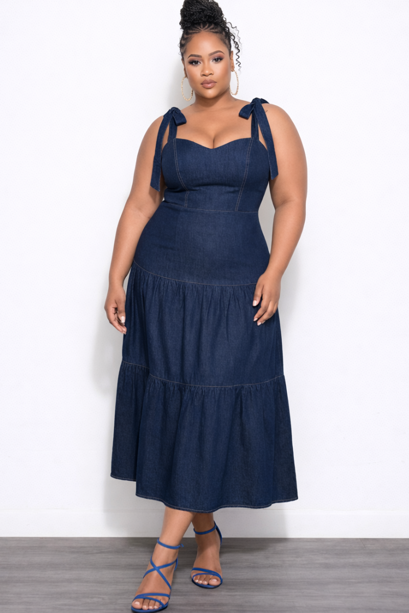 Final Sale Plus Size Maxi Dress Dark Wash Denim Chic And Curvy Final Sale Plus Size Maxi Dress Dark Wash Denim Chic And Curvy