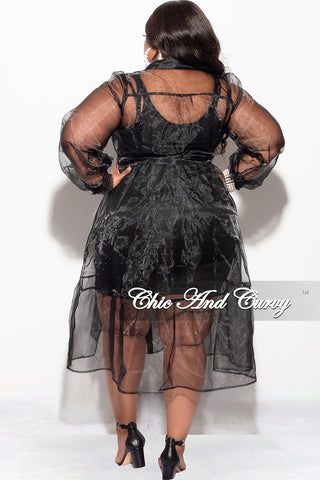 Final Sale Plus Size Sheer Coat & Under Dress in Black