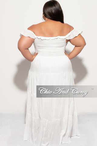 Final Sale Plus Size Sleeveless Frill Tiered Maxi Dress in White