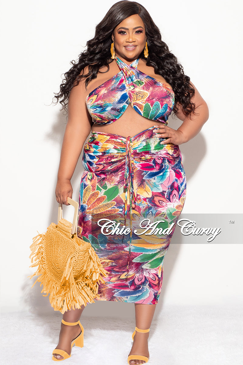 Final Sale Plus Size 2pc Top and Skirt Set in Floral Mul – Chic And Curvy