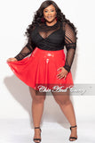 Final Sale Plus Size Patent Leather Mini Skater Skirt in Red