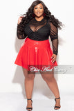 Final Sale Plus Size Patent Leather Mini Skater Skirt in Red