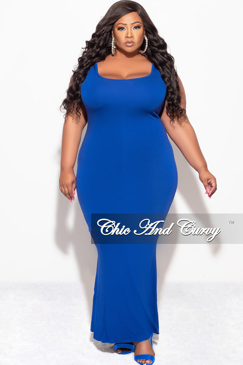 Final Sale Plus Size Tank Maxi Dress in Royal Blue – Chic And Curvy