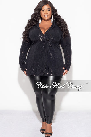 Final Sale Plus Size Sequin Blazer in Black