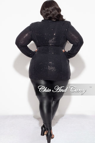 Final Sale Plus Size Sequin Blazer in Black
