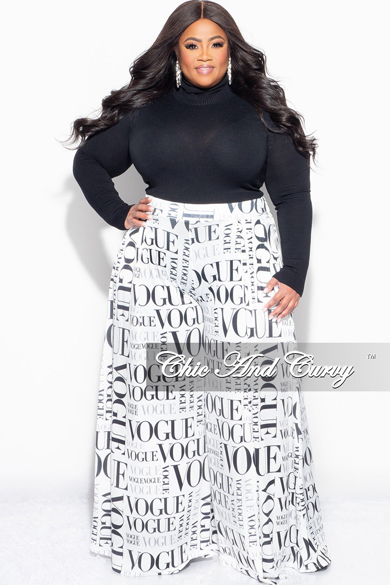 Final Sale Plus Size Palazzo Pants in White & Black Vogue Print – Chic And  Curvy