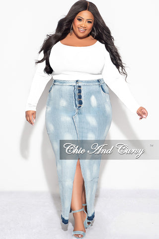Final Sale Plus Size Skirt with Front Slit in Denim