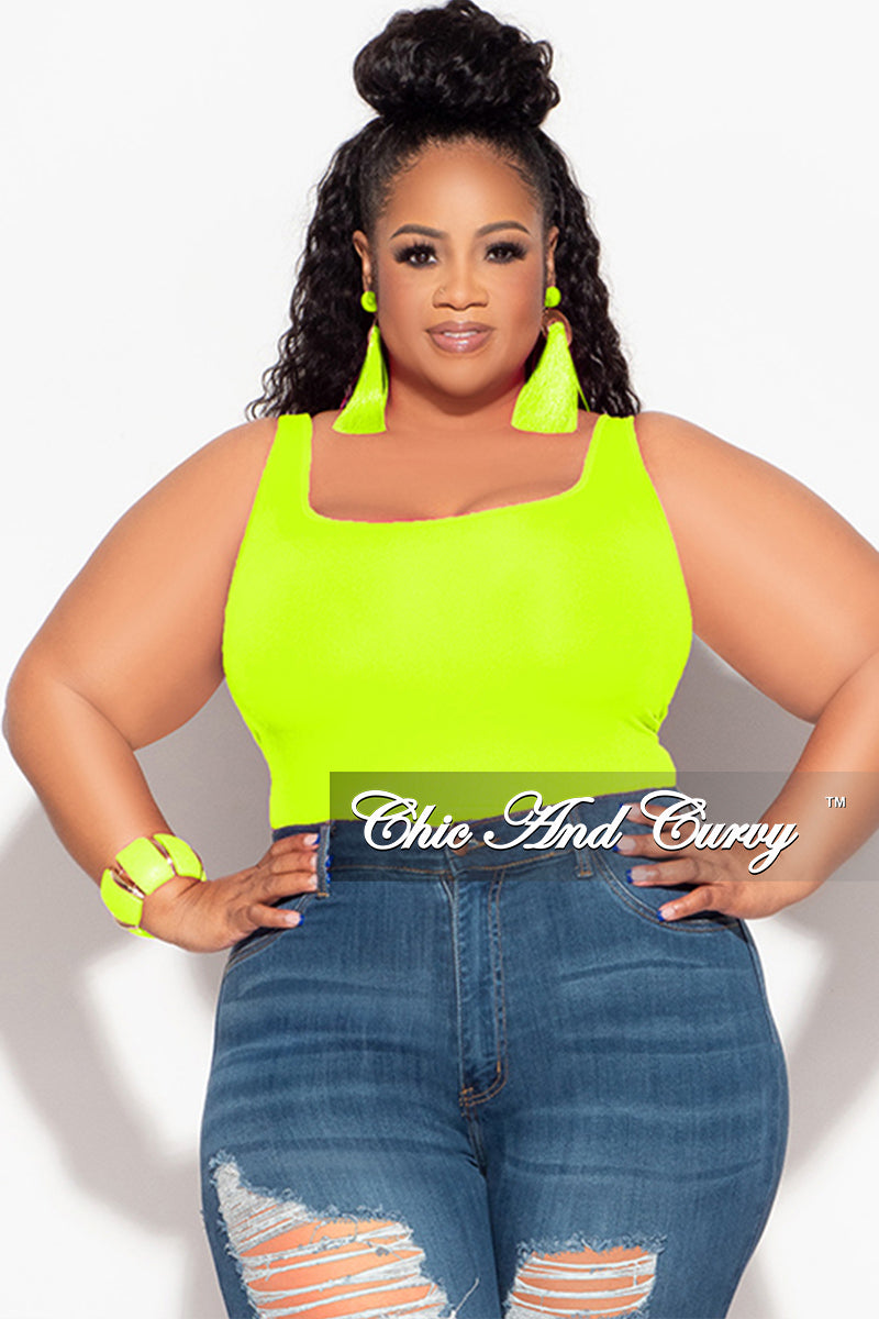 Final Sale Plus Size Camisole with Thick Straps in Neon Lime (Top