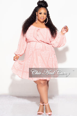 Final Sale Plus Size Off The Shoulder Dress in Coral Print Summer