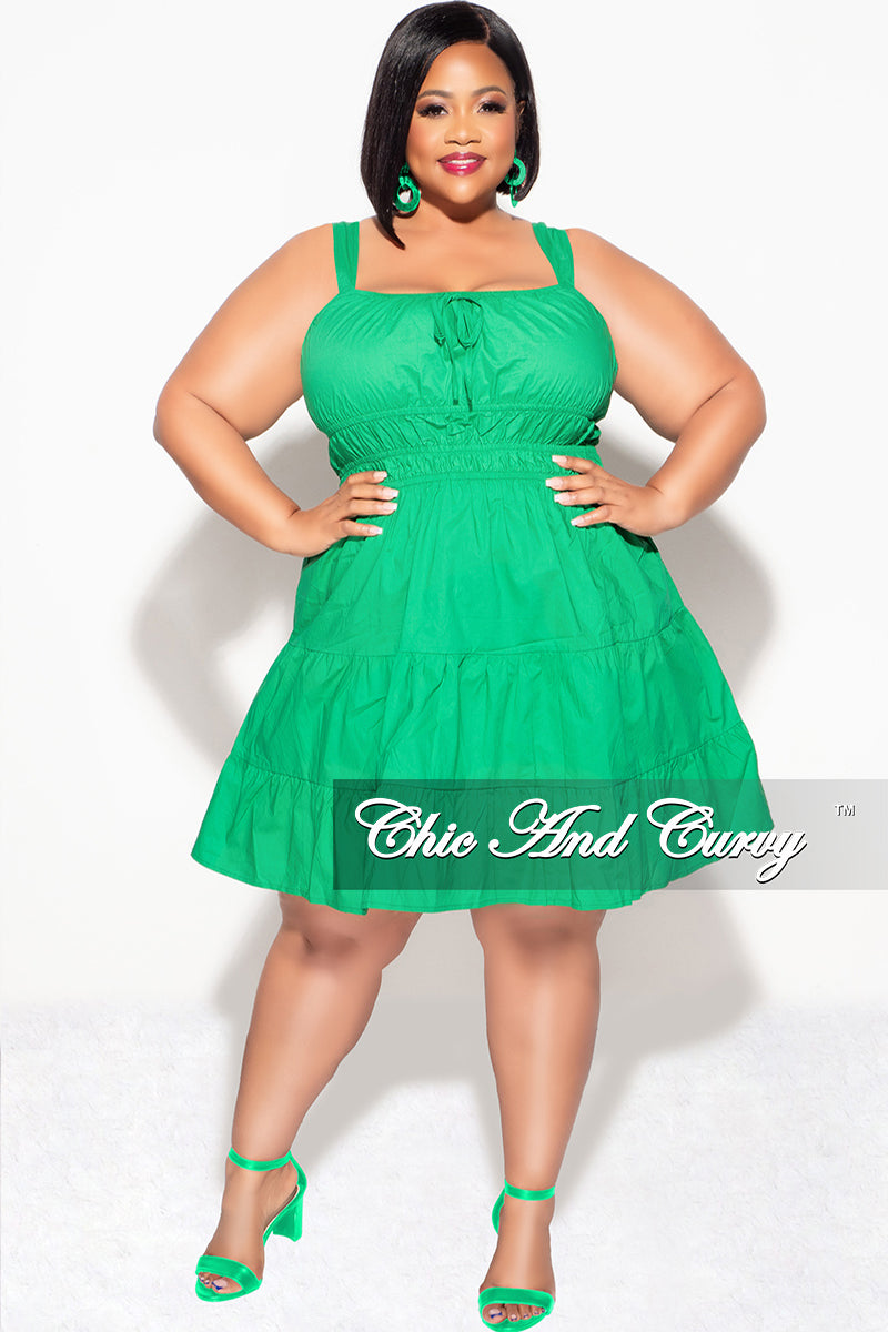 Final Sale Plus Size Sleeveless Baby Doll Dress in Green – Chic And Curvy