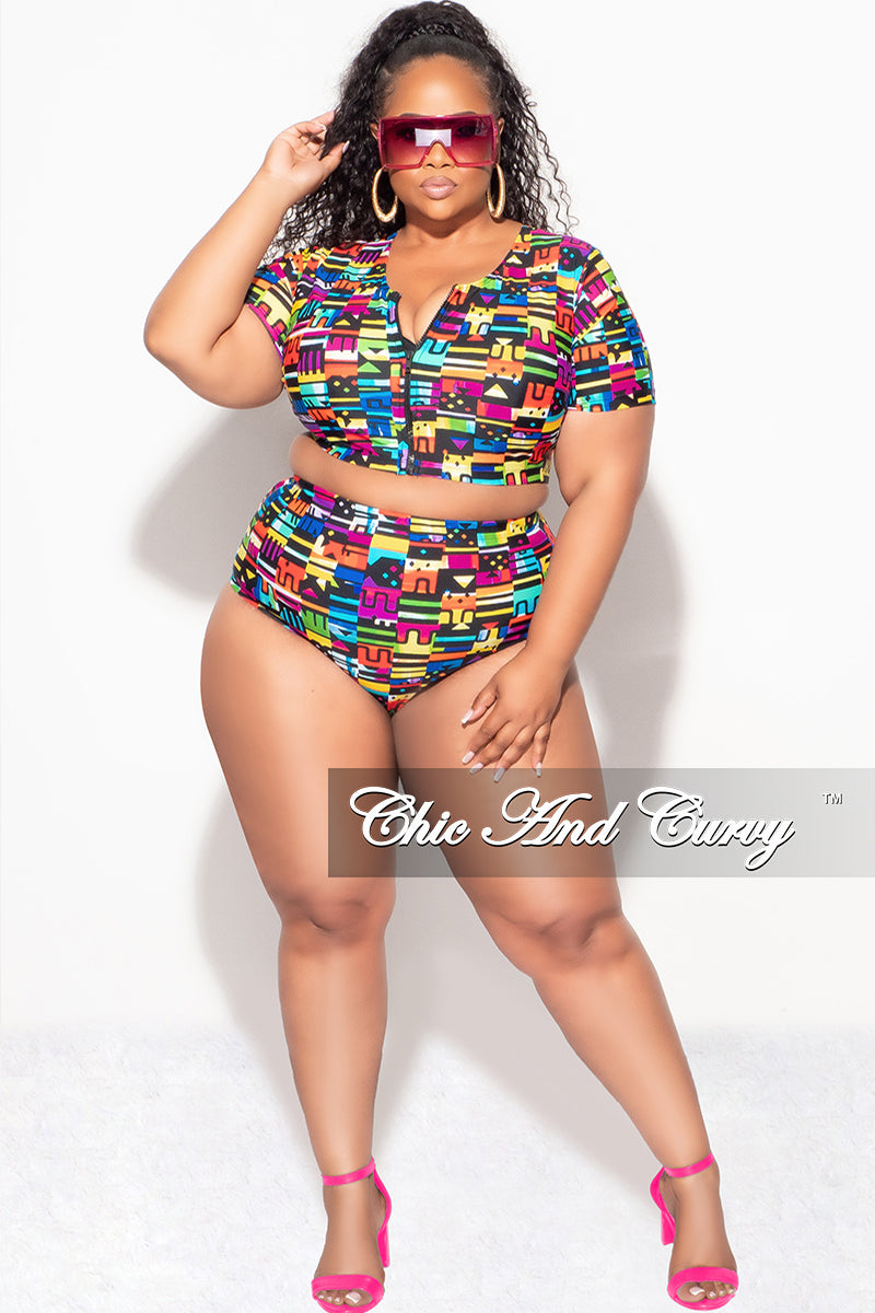 HOT ! Curvy Junior Plus Size Swimwear Exclusive Chic And Curvy Final Sale Plus Size 2pc Swimwear In Multi Color Design 3x 22/24 HOT ! Curvy Junior Plus Size Swimwear Exclusive Chic And Curvy Final Sale Plus Size 2pc Swimwear In Multi Color Design 3x 22/24