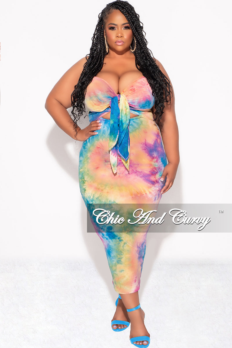 Final Sale Plus Size Strapless Bodycon Dress with Double Tie in