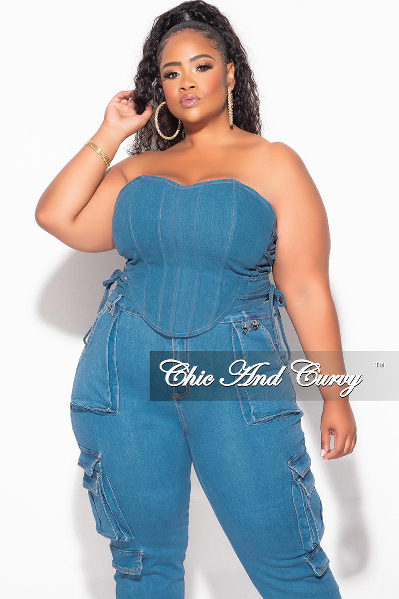 Final Sale Plus Size Corset Top in Denim – Chic And Curvy