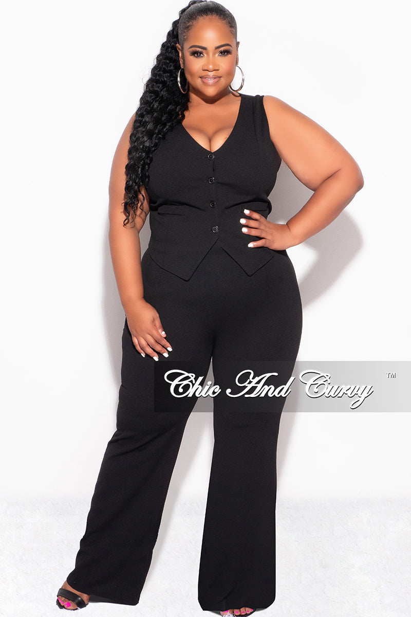 Final Sale Plus Size 2pc Sleeveless Blazer Vest and Pants Set in Black – Chic And Curvy Final Sale Plus Size 2pc Sleeveless Blazer Vest and Pants Set in Black – Chic And Curvy