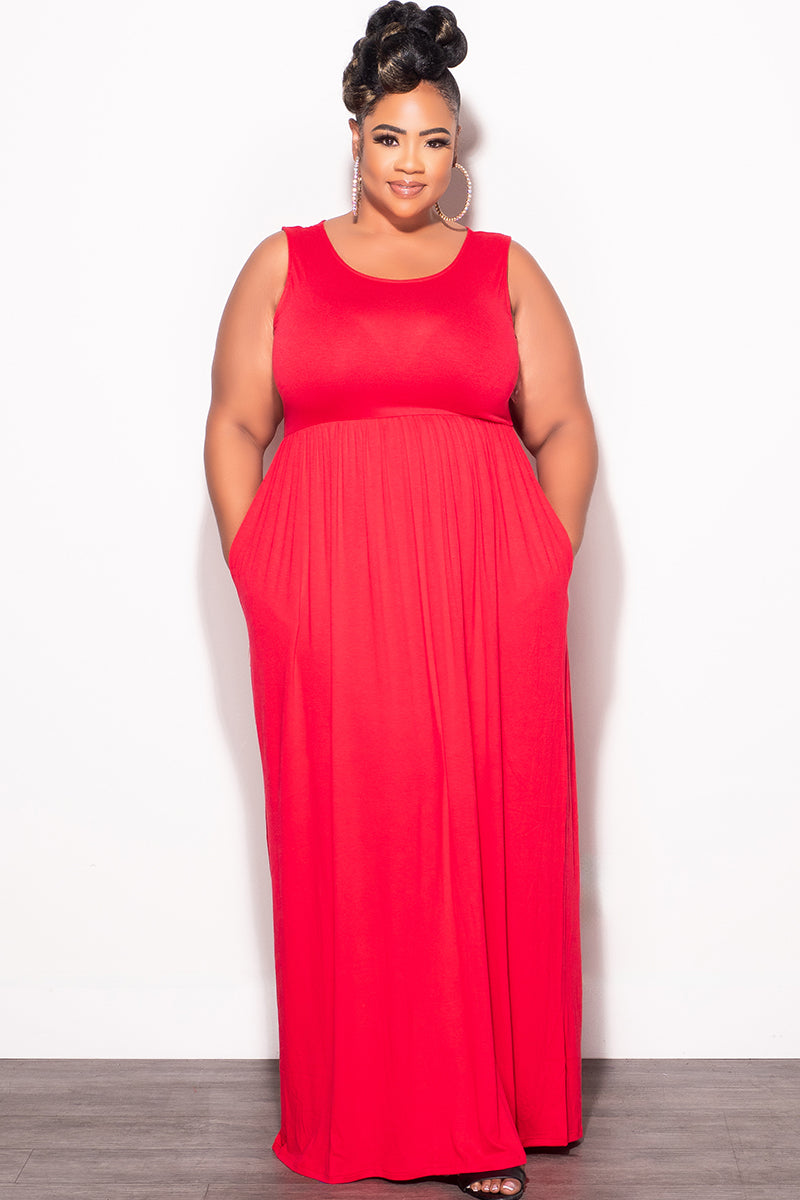 Final Sale Plus Size Sleeveless Maxi Dress in Red - 2x 18/20 Final Sale Plus Size Sleeveless Maxi Dress in Red - 2x 18/20