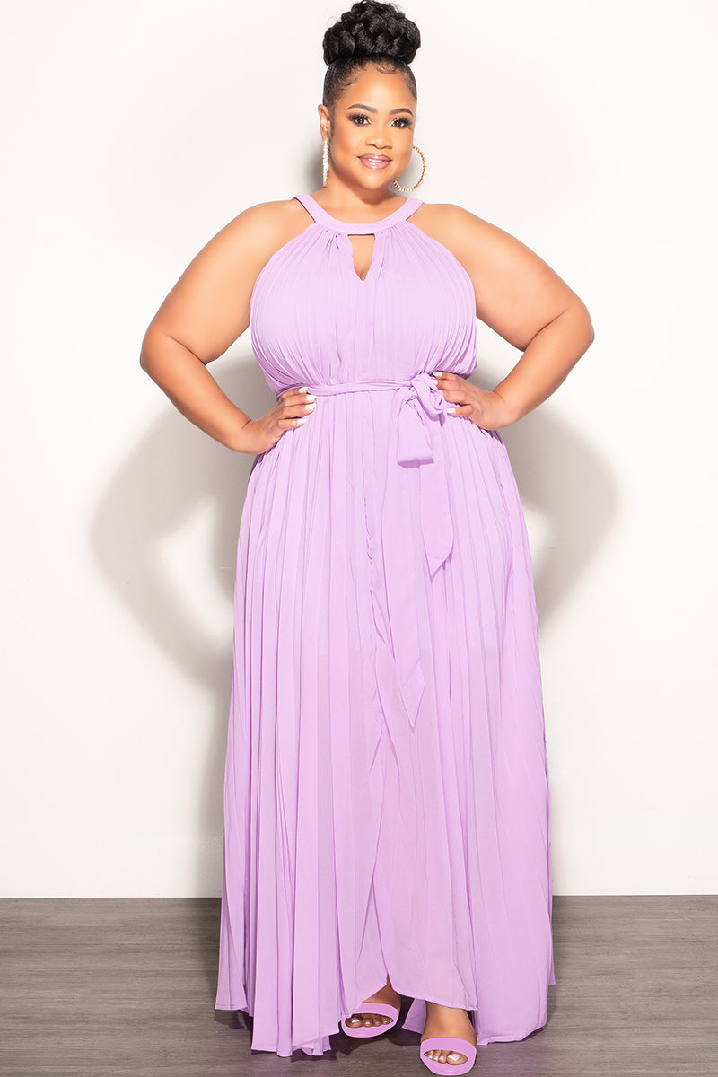 Final Sale Plus Size Chiffon Sleeveless Dress in Lavender