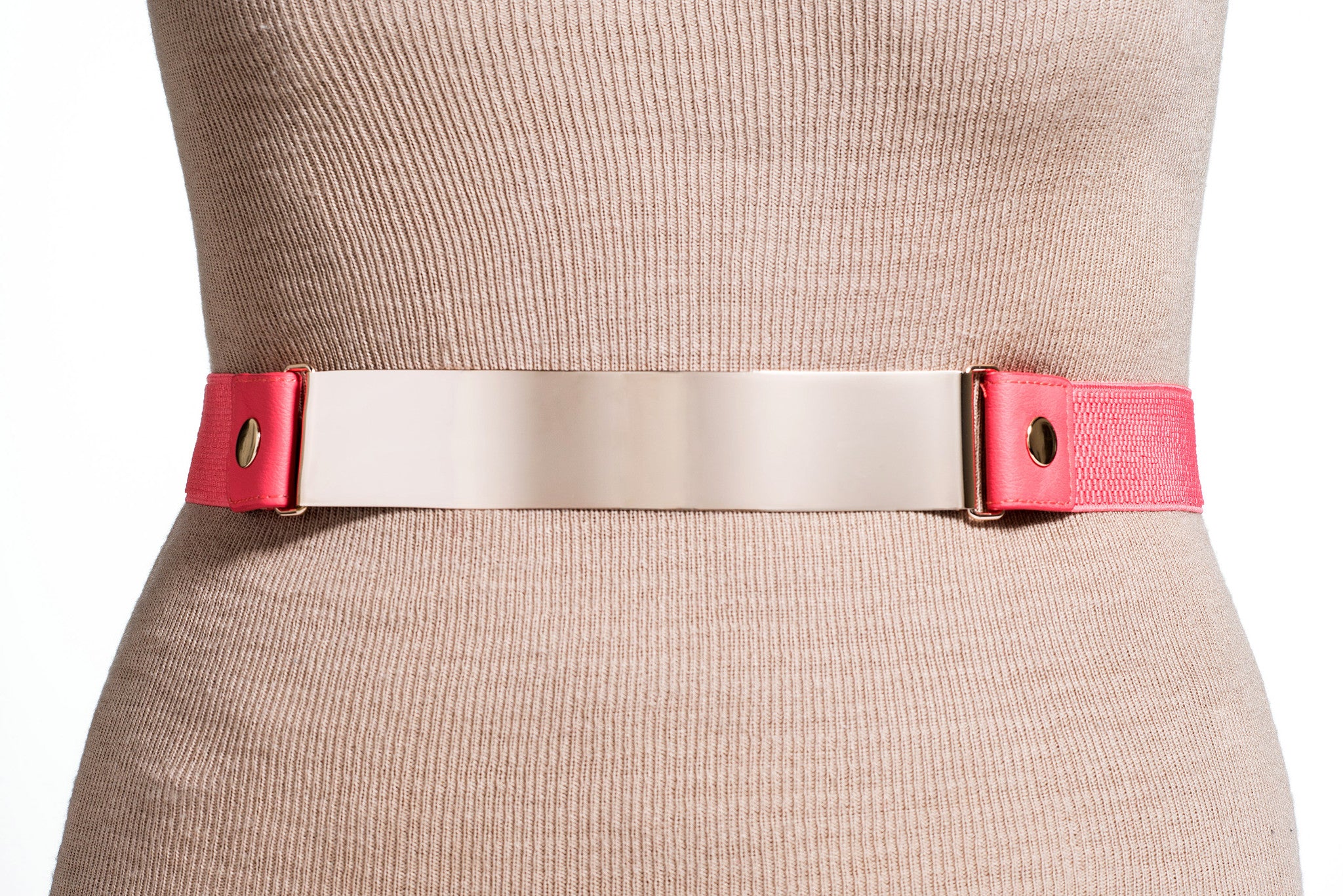 Final Sale Plus Size Belt Elastic Coral Band and Gold Buckle – Chic And  Curvy