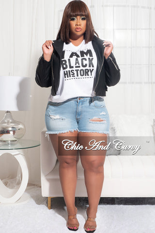 Final Sale Plus Size Short Sleeve V-Neck I Am Black History T-Shirt in White