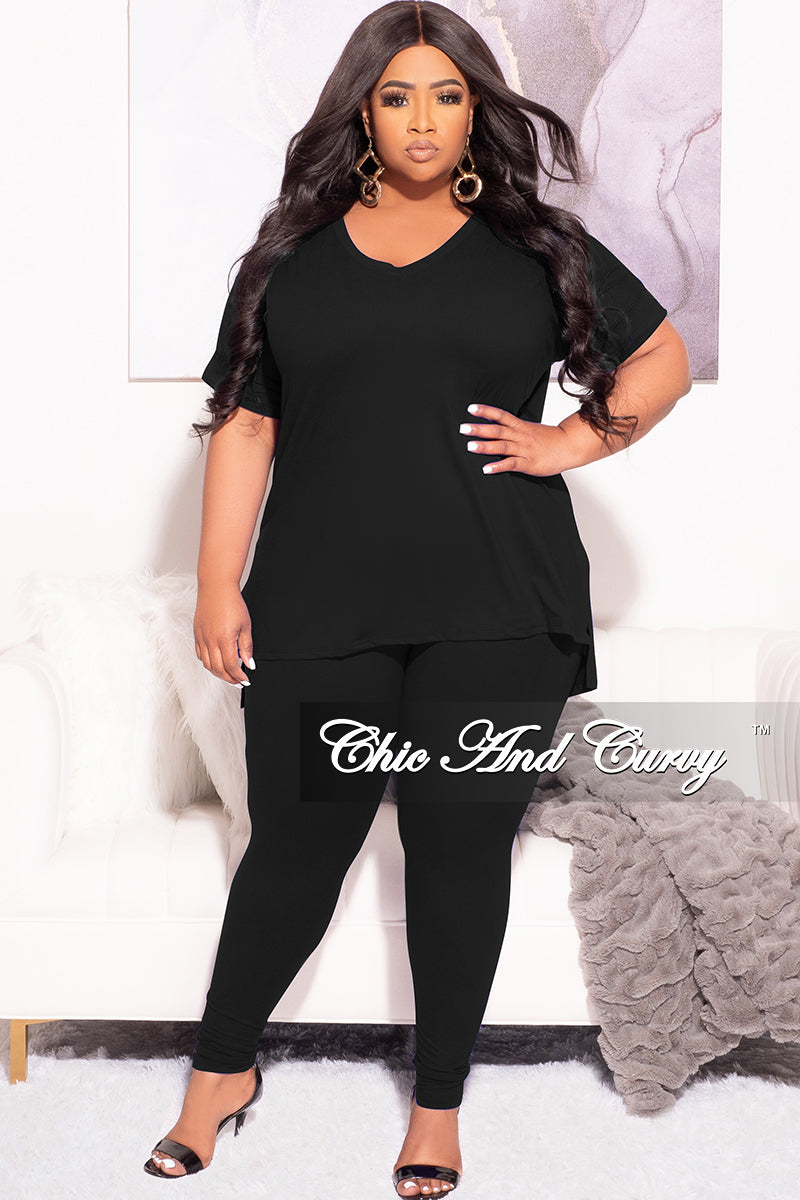 Final Sale Plus Size 2pc Tunic Top and Matching Legging Set in Black – Chic  And Curvy