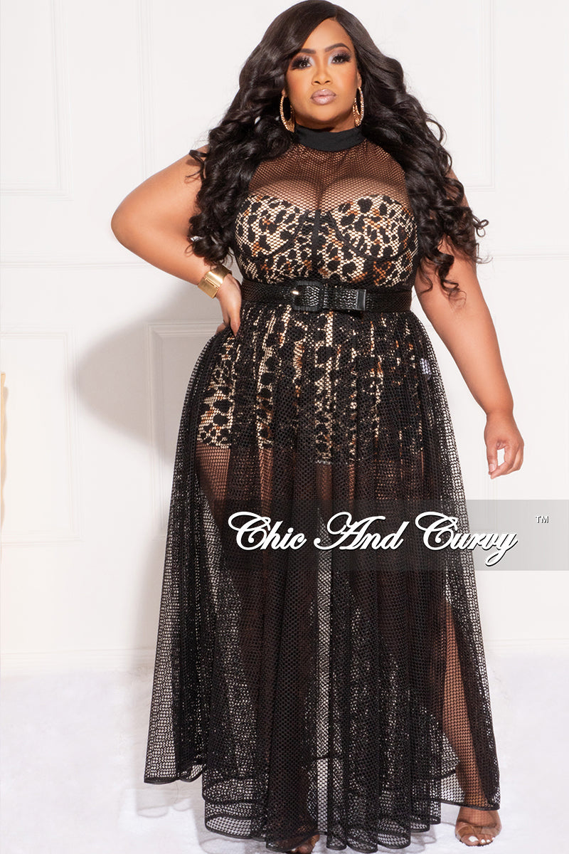 Final Sale Plus Size 2pc Black Net Dress with Animal Print Romper – Chic  And Curvy