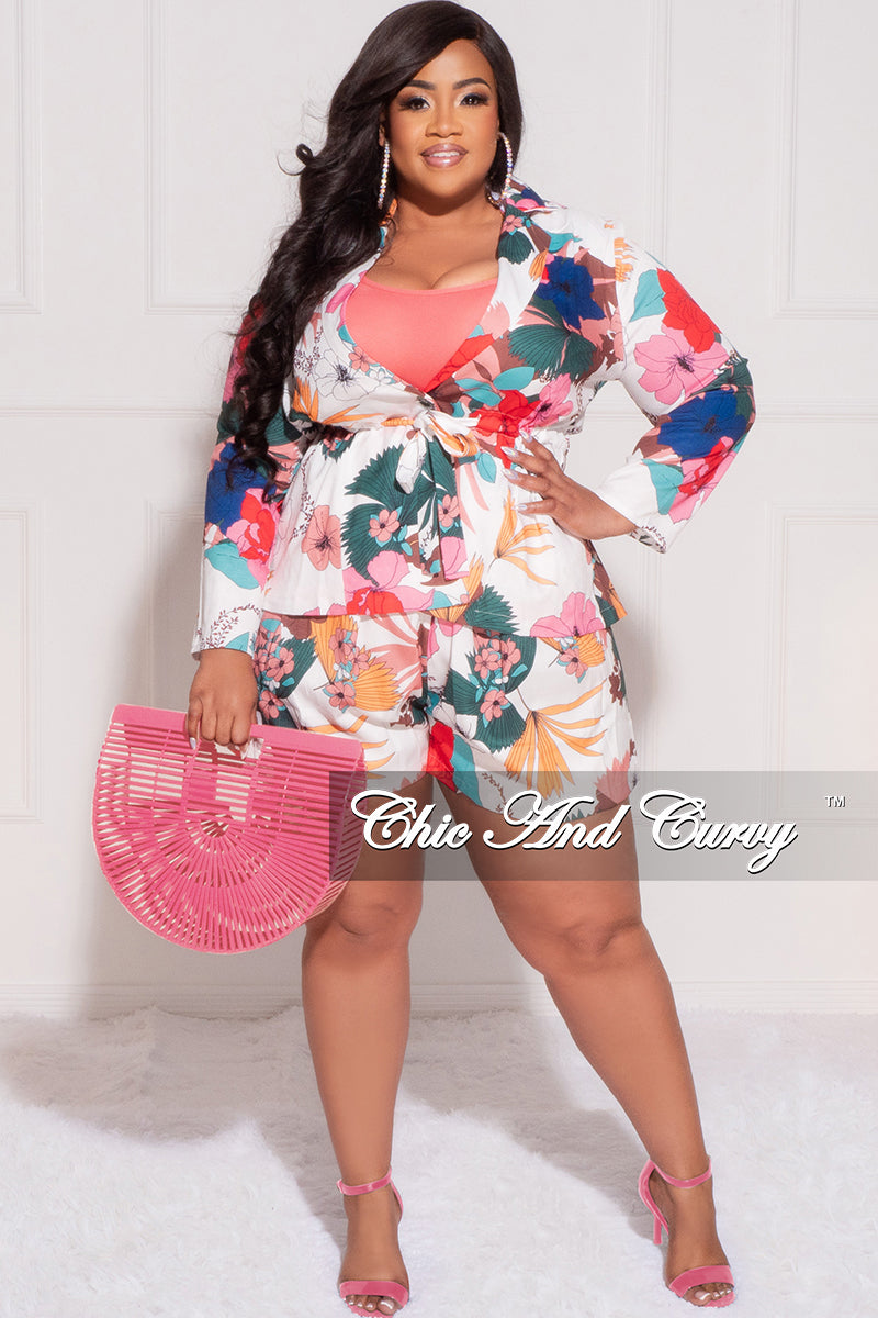 Final Sale Plus Size 2pc Drawstring Blazer and High Waist Shorts in Wh – Chic And