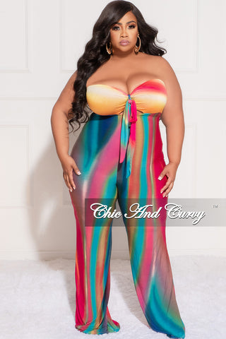 Final Plus Size Halter Jumpsuit in Fuchsia Royal Blue Orange Teal and Yellow