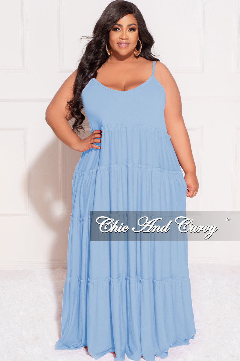 Final Sale Size Spaghetti Strap Maxi Dress in Ring Blue – Chic And Curvy