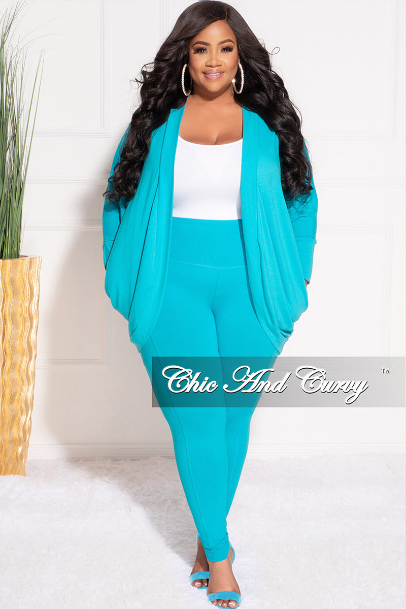 klap motor imod Final Plus Size 2pc Cardigan and Legging Set in Turquoise – Chic And Curvy