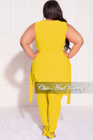 Final Sale Plus Size 2pc Sleeveless Top and Pants Set in Yellow