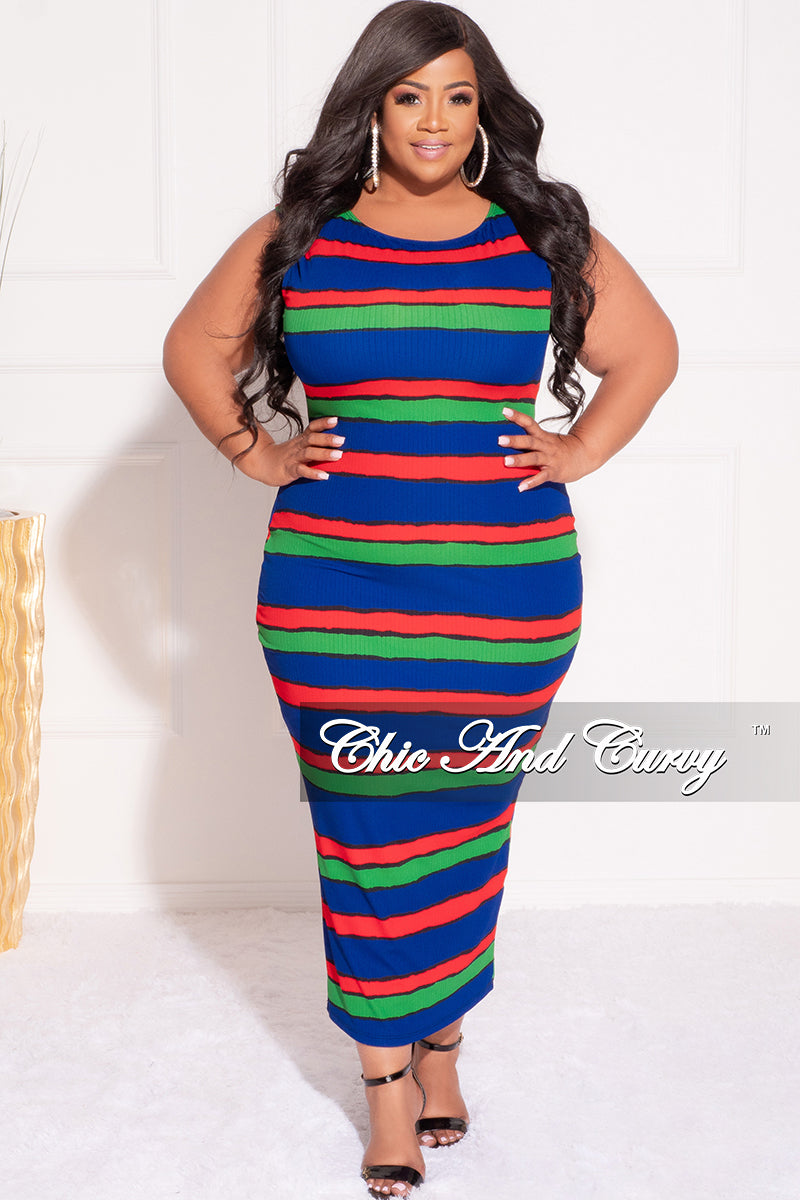Final Sale Plus Size Ribbed Thick Bodycon Tank Dress in Multi-Color St Chic And Curvy Final Sale Plus Size Ribbed Thick Bodycon Tank Dress in Multi-Color St Chic And Curvy