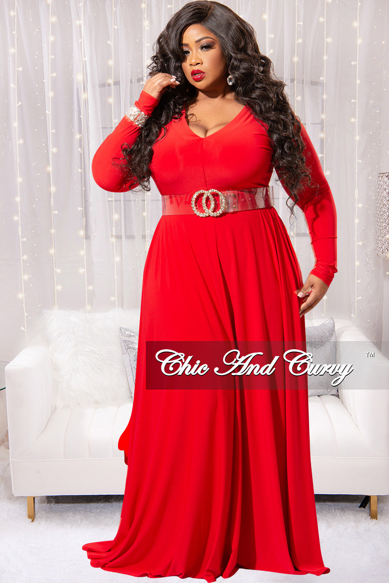 Final Sale Plus Size V-Neck Gown with Twist Front Waist in Black