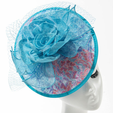 Final Sale Fascinator Hat with Flower in Blue