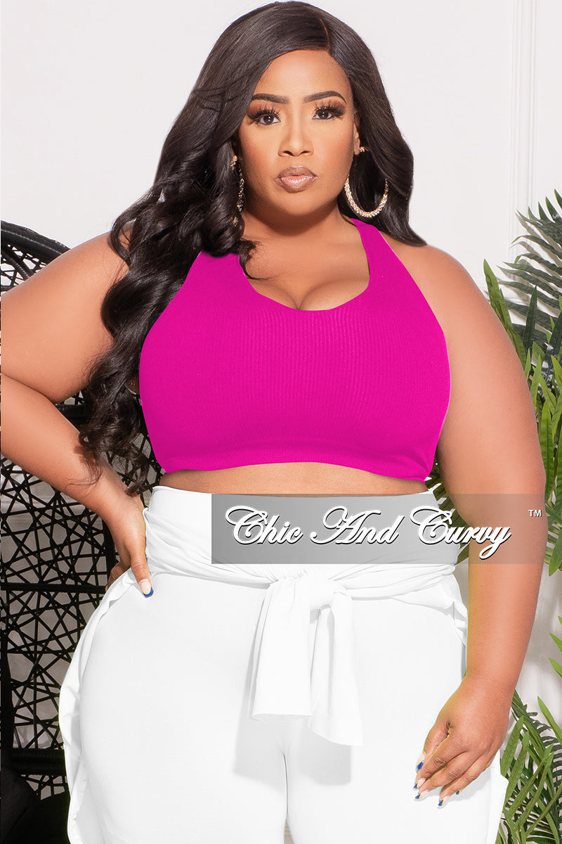 Final Sale Plus Size Ribbed Racerback Tank Top in Neon Hot Pink – Chic And  Curvy