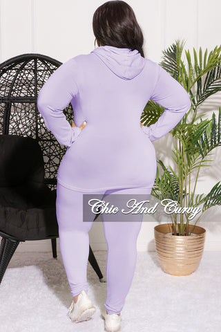 Final Sale Plus Size 2pc Hooded Zip-Up Jacket and Legging Set in Lavender Seamless Fabric