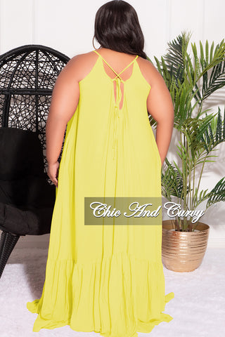 Final Sale Plus Size Maxi Dress with Spaghetti Straps in Yellow